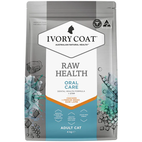 Ivory Coat Raw Health 2kg Chicken +Freeze Dried Raw Lamb ((Oral Care)) Adult Cat 口腔護理 (無穀物雞肉乾糧+生羊肺凍乾) 成貓配方 2公斤 (ICS-261312) (EXP: 19/8月/2027)